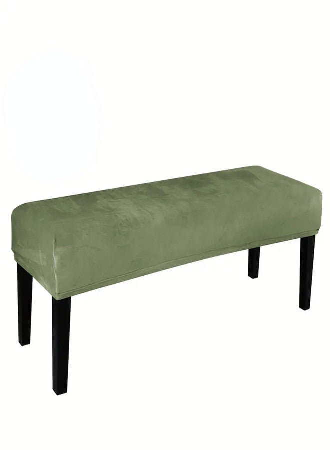 غطاء مقعد بيانو مخملي من أونيت، غطاء مقعد غرفة طعام ناعم قابل للتمدد، غطاء مقعد قابل للتمدد لمقعد البيانو، مقعد طويل لغرفة المعيشة (أخضر زيتوني، متوسط) - Image 1